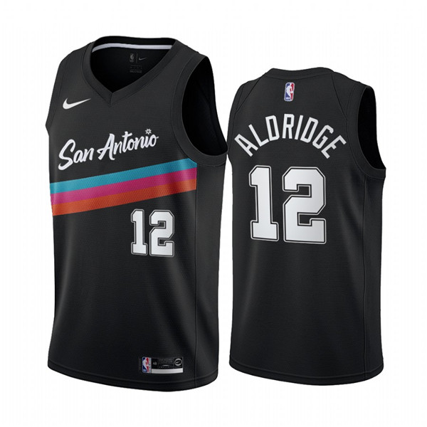 Men's San Antonio Spurs #12 LaMarcus Aldridge Black NBA City Edition Fiesta 2020-21 Stitched Jersey